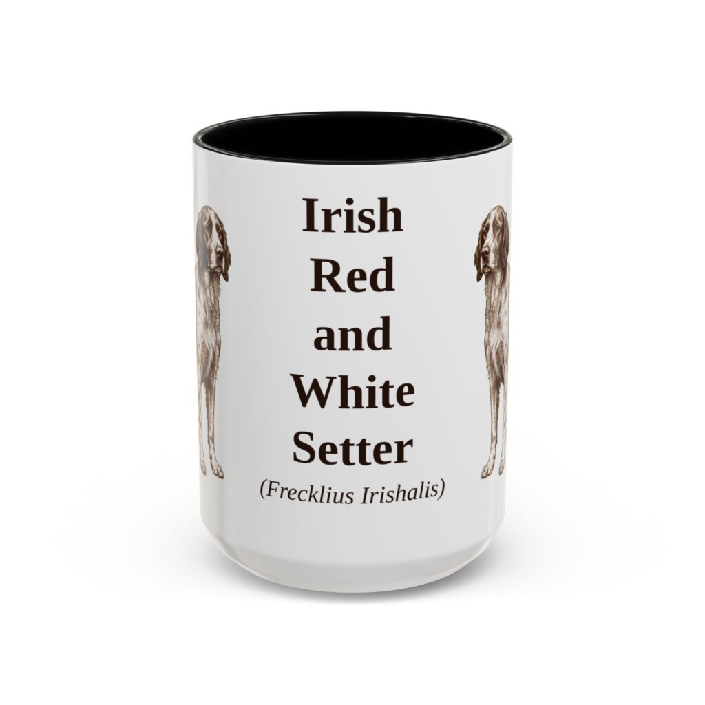 15oz Irish Red and White Setter Latin Mug, Vintage Dog Coffee Mug, Dog Lover Gift