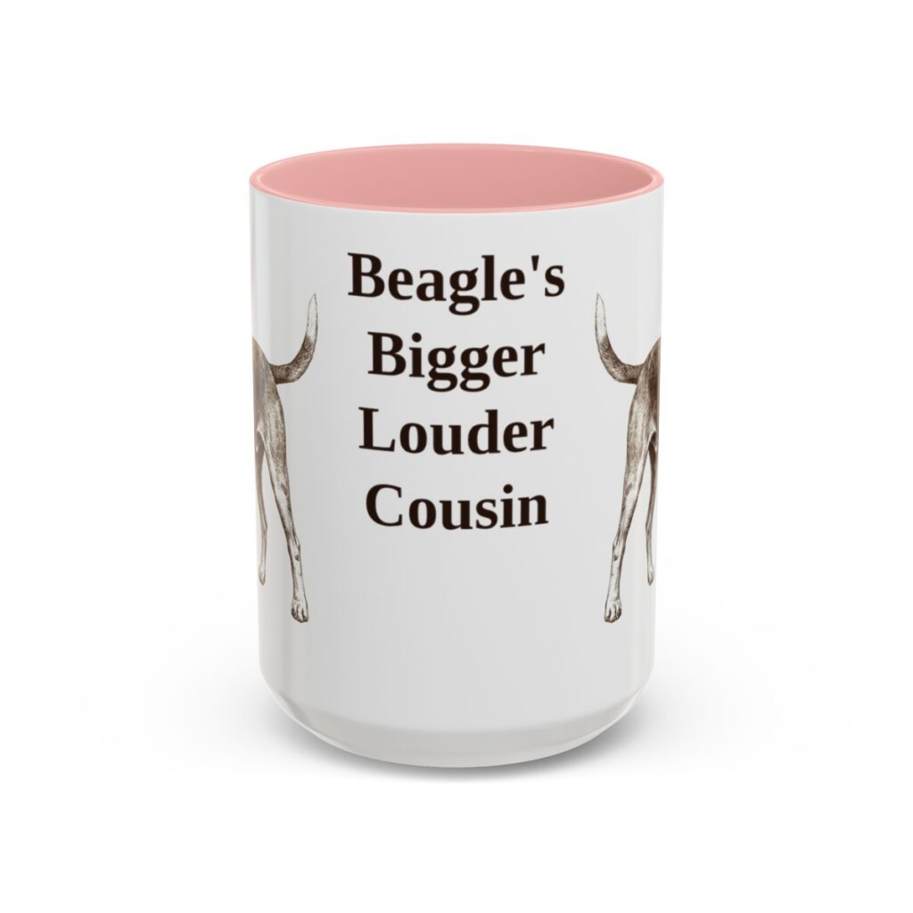 15oz-15oz-funny-harrier-dog-mug-beagle-s-bigger-louder-cousin-vintage-dog-coffee-mug-mug-humor-pink 15oz Funny Harrier Dog Mug, Pink, front view