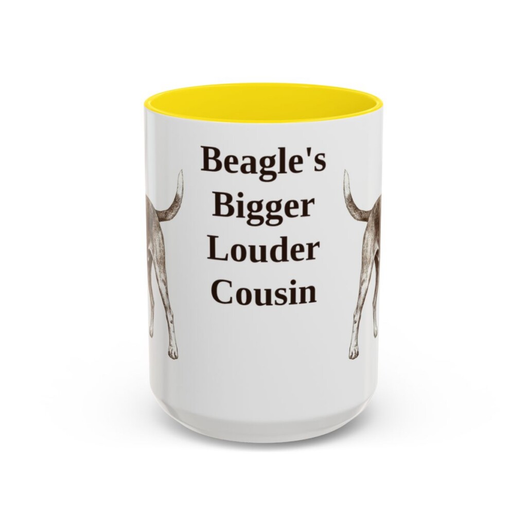 15oz-15oz-funny-harrier-dog-mug-beagle-s-bigger-louder-cousin-vintage-dog-coffee-mug-mug-humor-yellow 15oz Funny Harrier Dog Mug, Yellow, front view