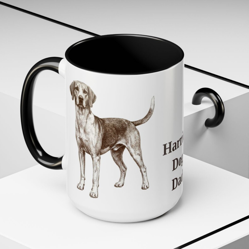 15oz Harrier Dog Dog Dad Mug, Black, lifestyle photo