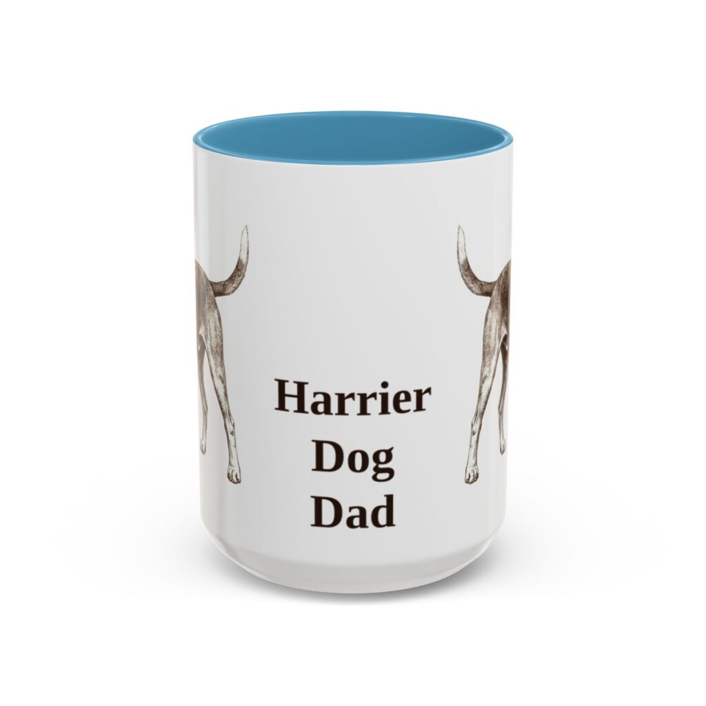 15oz Harrier Dog Dog Dad Mug, Light Blue, front view