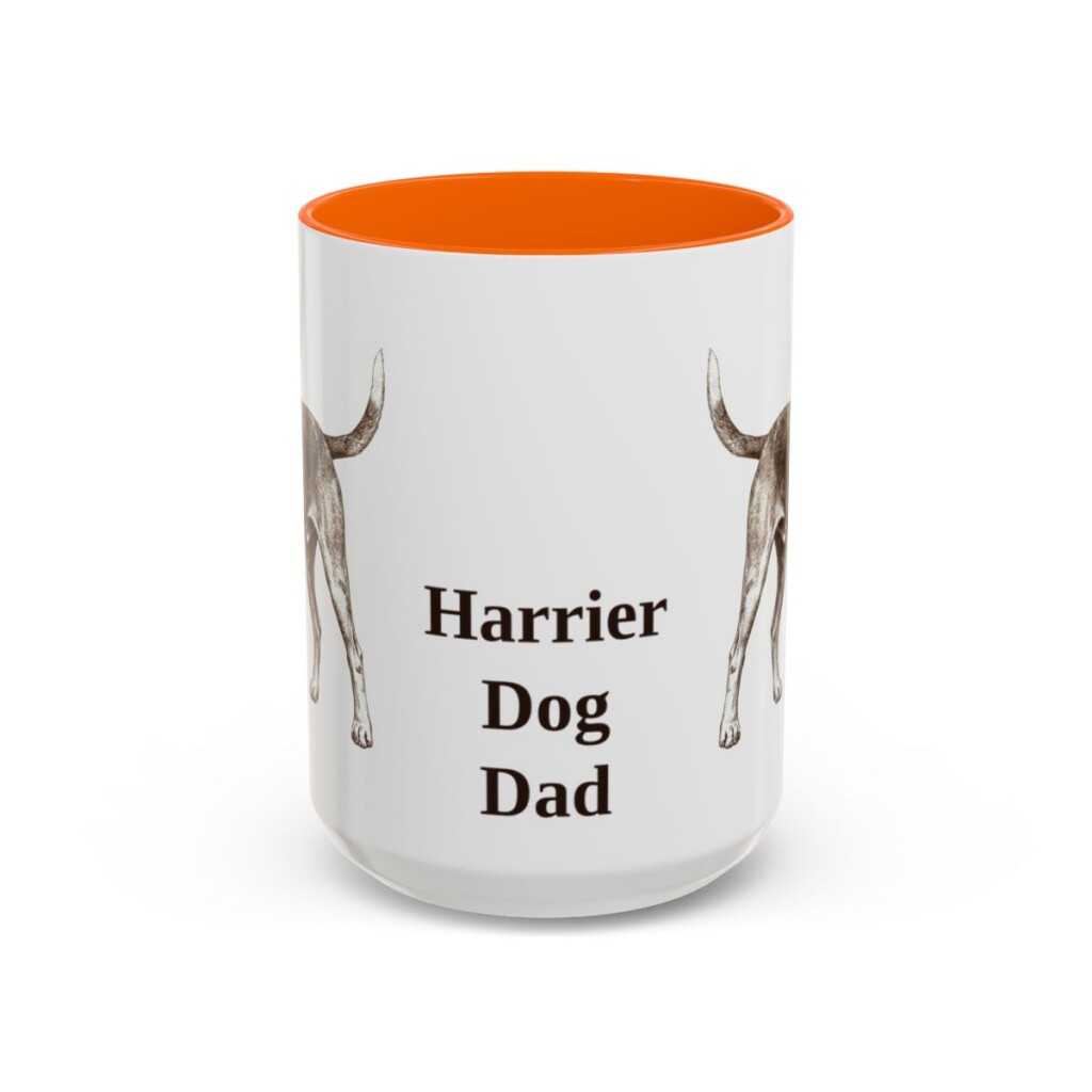 15oz Harrier Dog Dog Dad Mug, Orange, front view