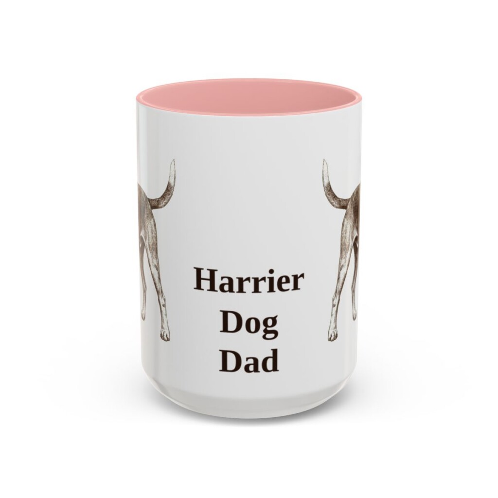 15oz Harrier Dog Dog Dad Mug, Pink, front view