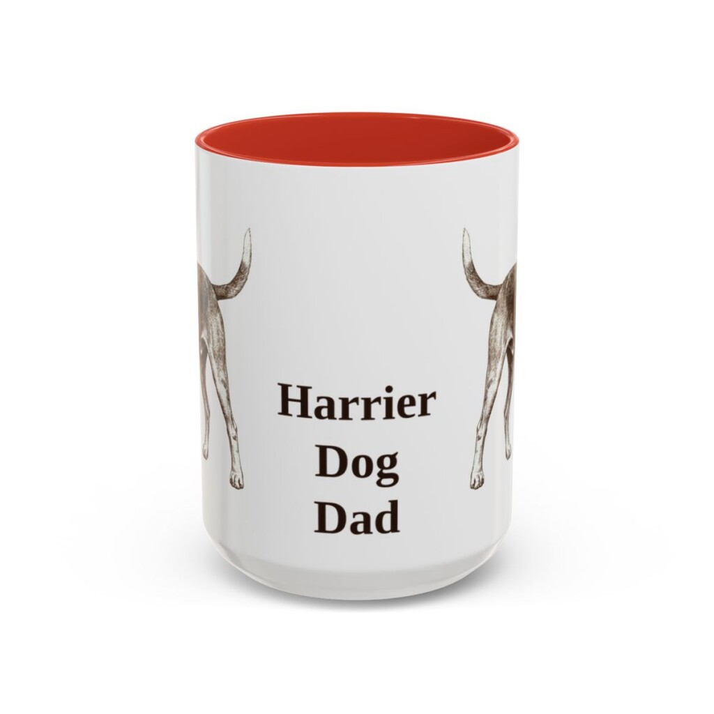 15oz Harrier Dog Dog Dad Mug, Red, front view