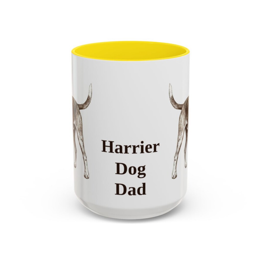 15oz Harrier Dog Dog Dad Mug, Yellow, front view