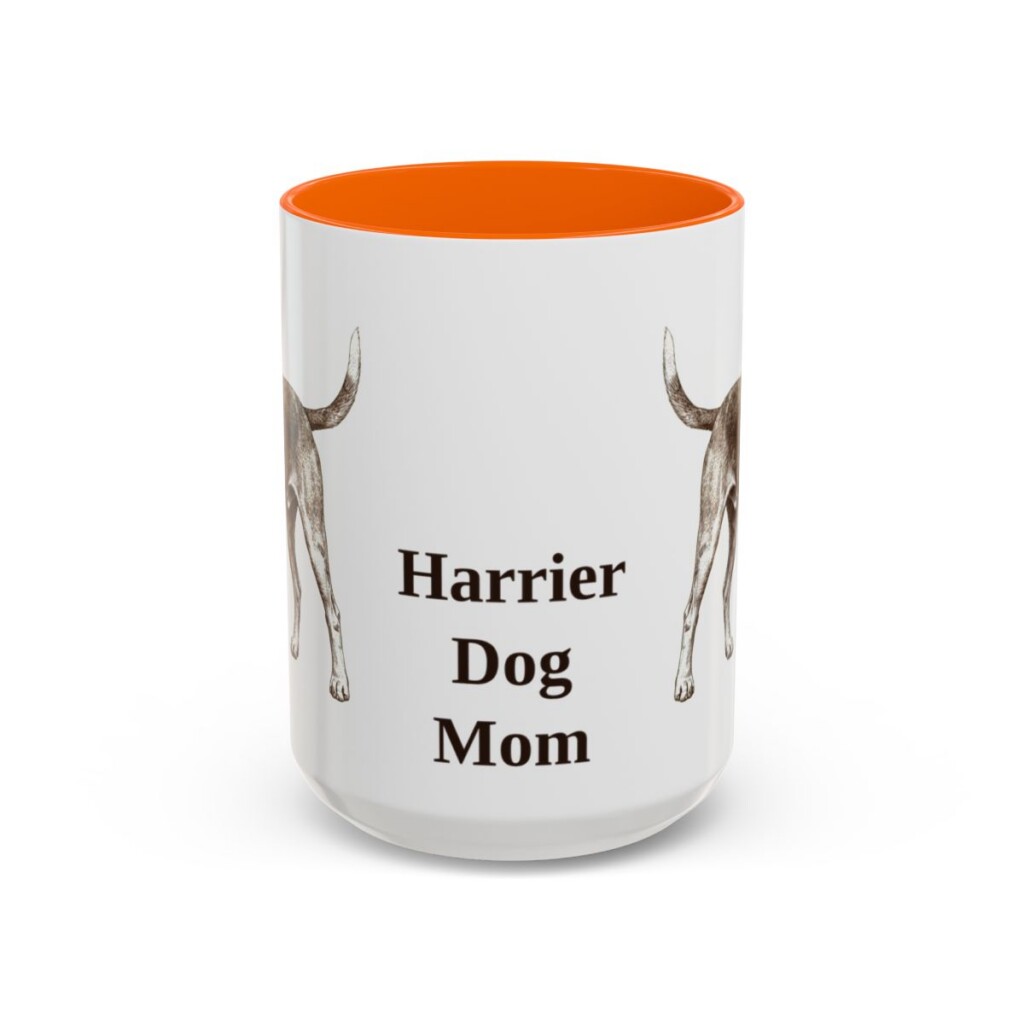 15oz Harrier Dog Dog Mom Mug, Orange, front view