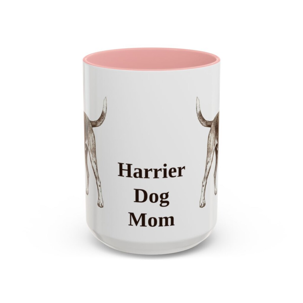 15oz Harrier Dog Dog Mom Mug, Pink, front view