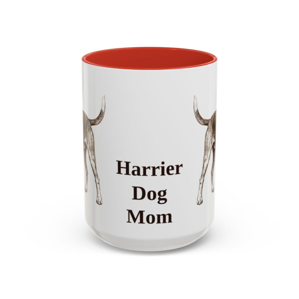 15oz Harrier Dog Dog Mom Mug, Red, front view