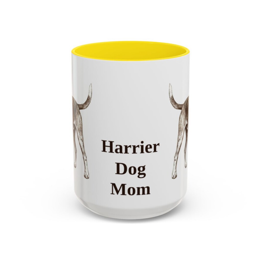 15oz Harrier Dog Dog Mom Mug, Yellow, front view