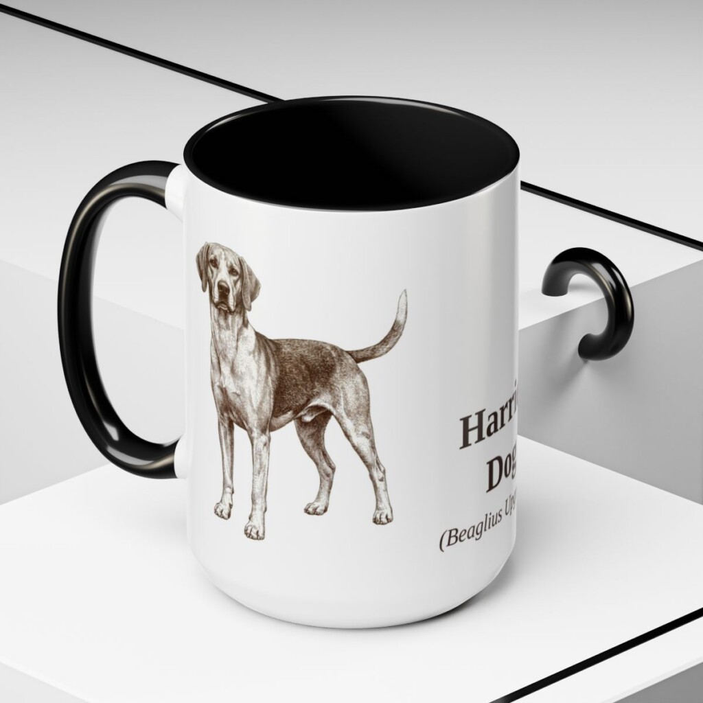 15oz Harrier Dog Latin Mug, Black, lifestyle photo