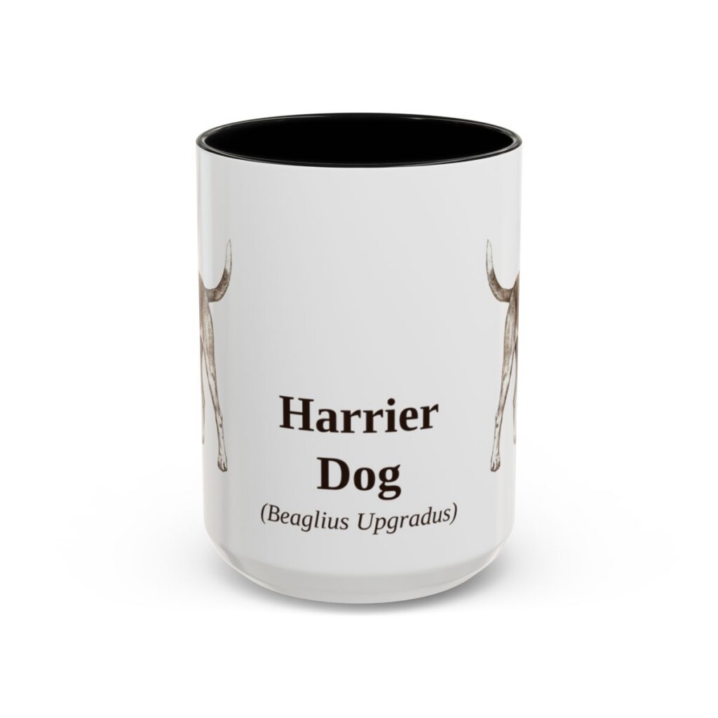 15oz Harrier Dog Latin Mug, Black, front view