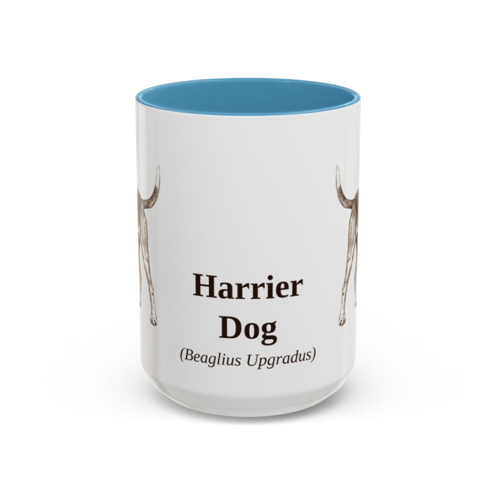 15oz Harrier Dog Latin Mug, Light Blue, front view