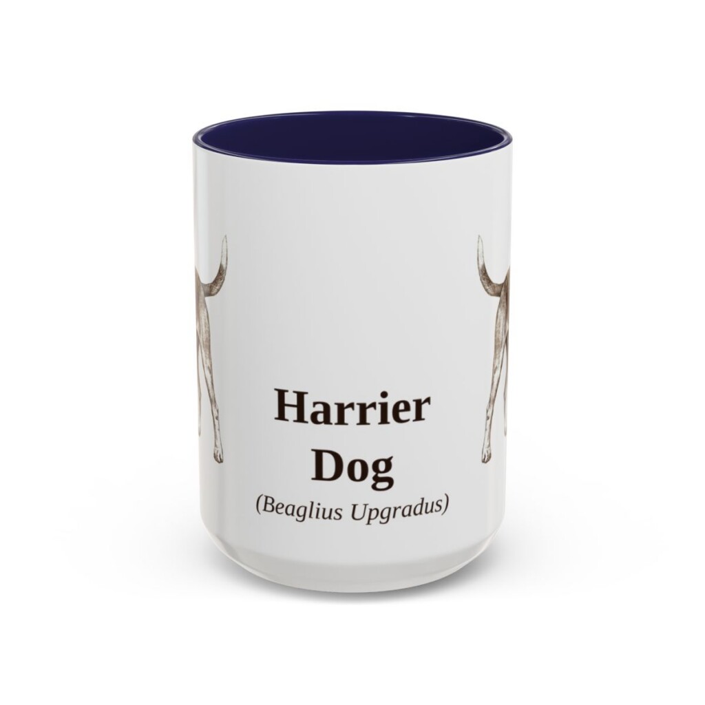 15oz Harrier Dog Latin Mug, Navy, front view