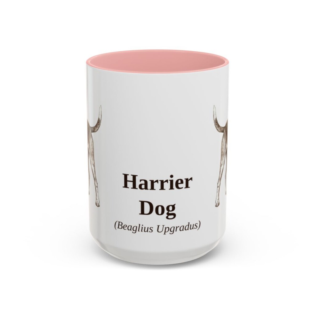 15oz Harrier Dog Latin Mug, Pink, front view