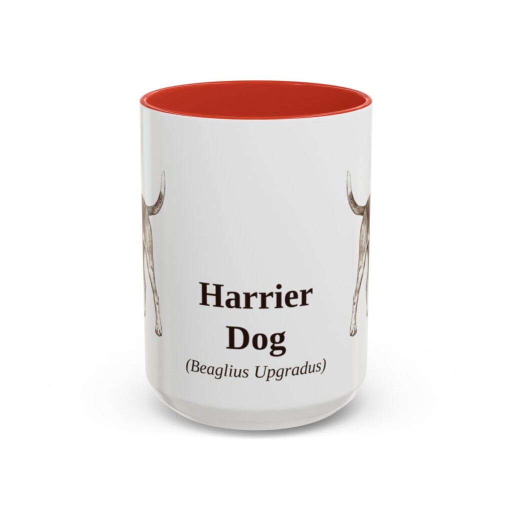 15oz Harrier Dog Latin Mug, Red, front view