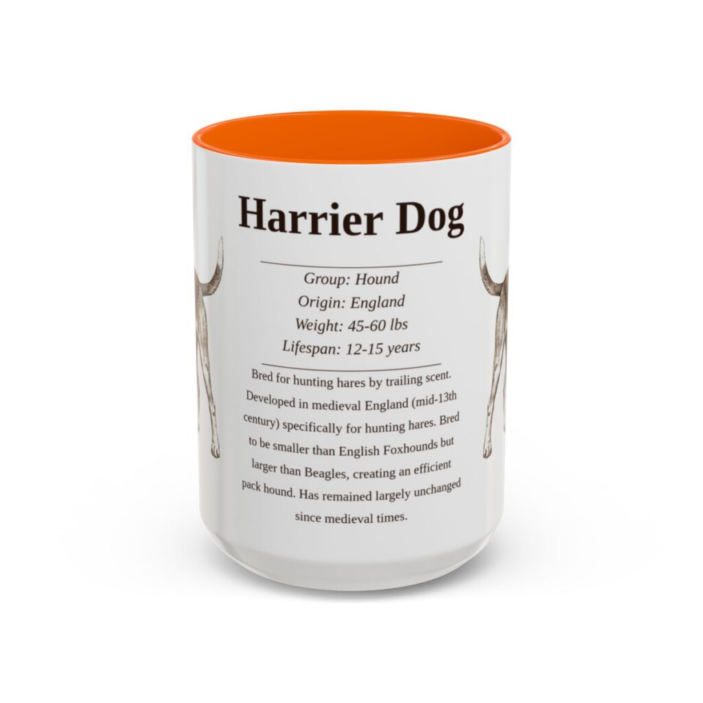 15oz Harrier Dog Mug, Orange, front view