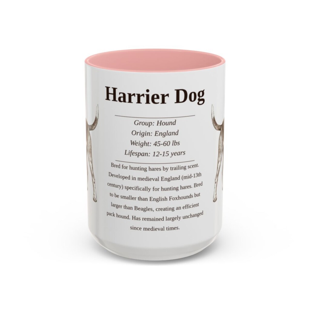 15oz Harrier Dog Mug, Pink, front view