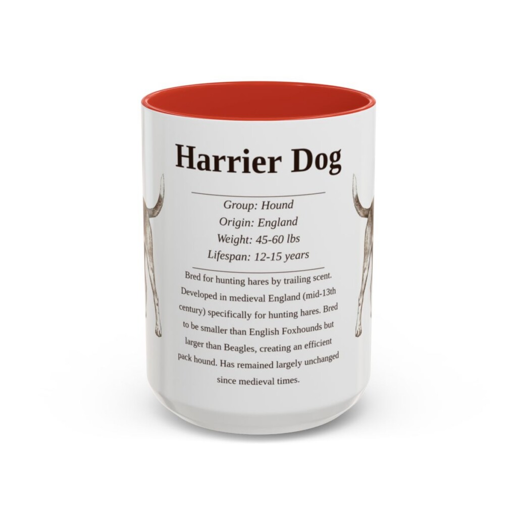 15oz Harrier Dog Mug, Red, front view