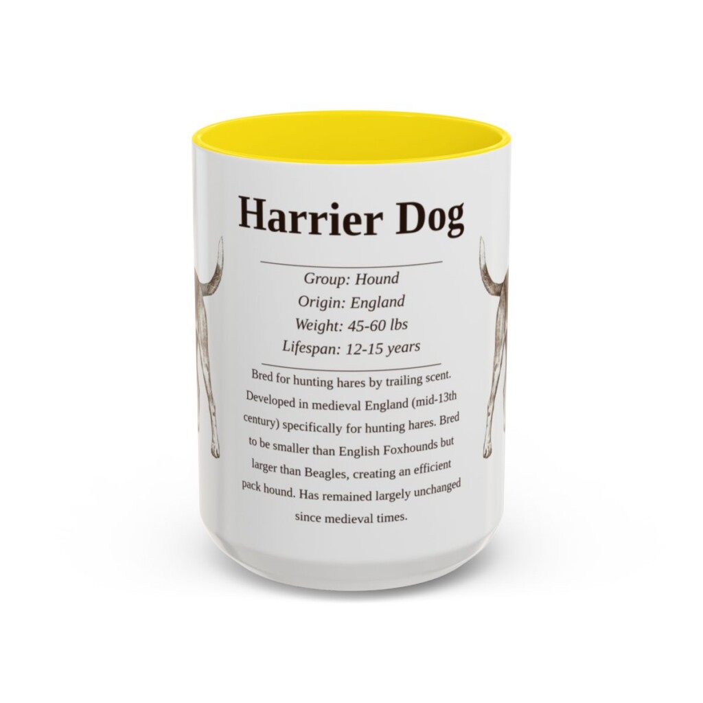 15oz Harrier Dog Mug, Yellow, front view