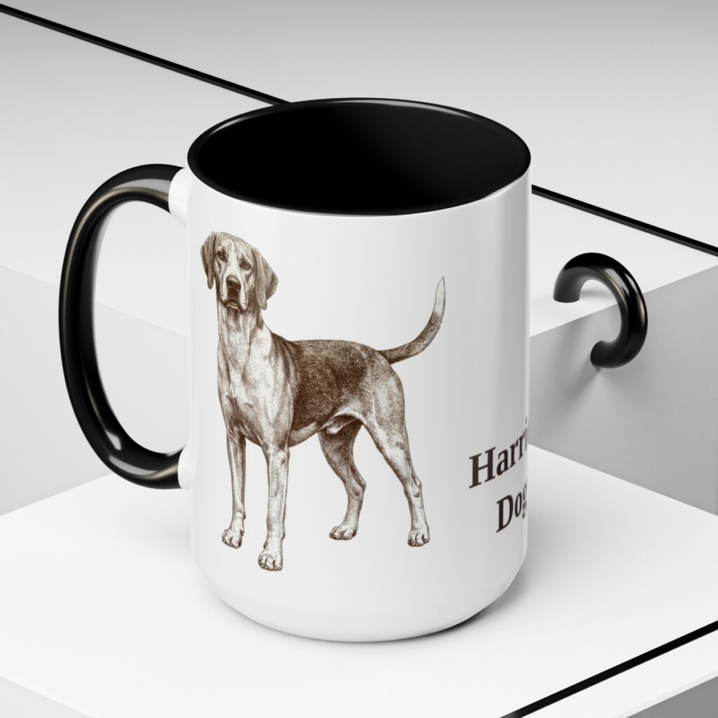 15oz Harrier Dog Mug, Black, lifestyle photo