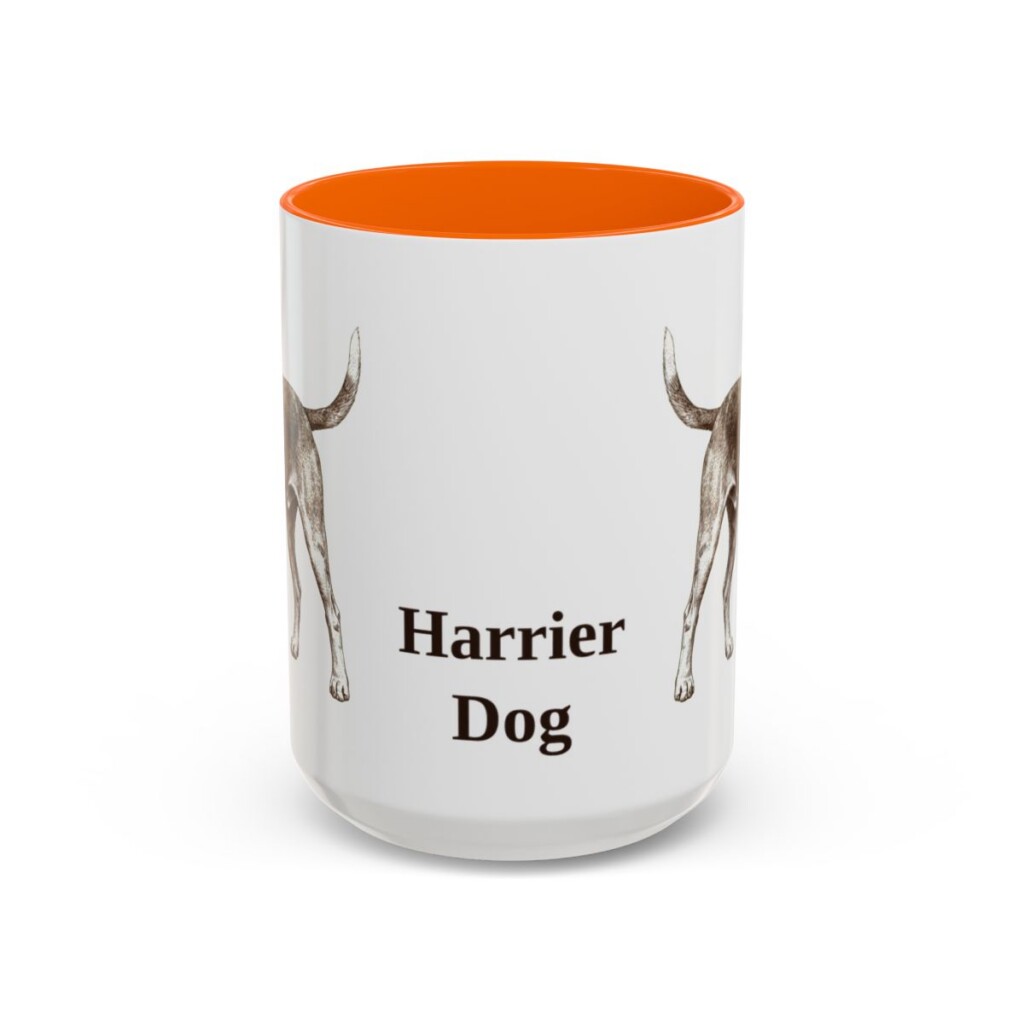 15oz Harrier Dog Mug, Orange, front view