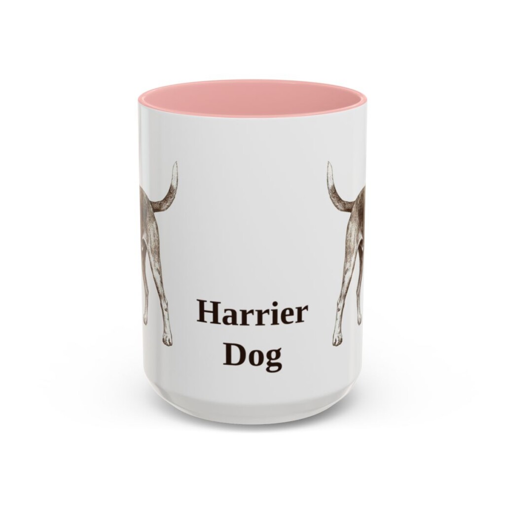 15oz Harrier Dog Mug, Pink, front view