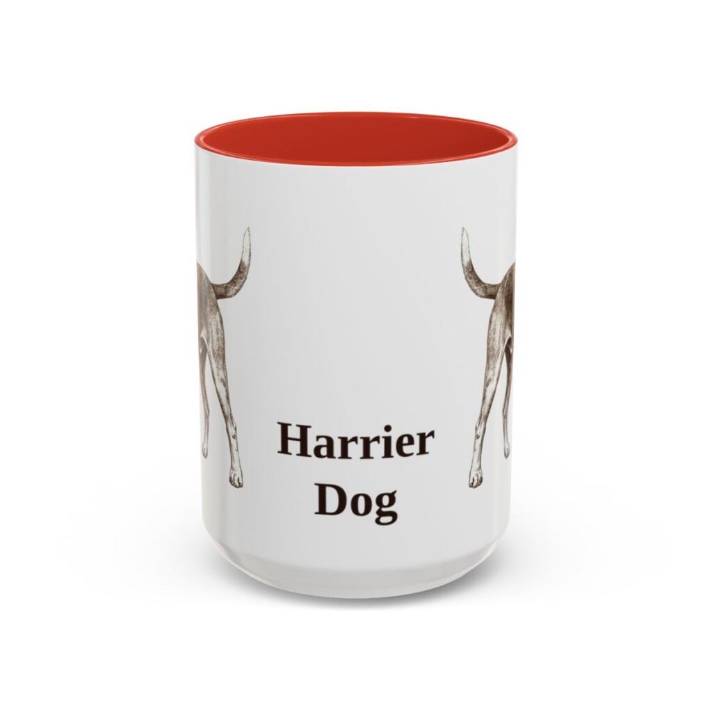 15oz Harrier Dog Mug, Red, front view