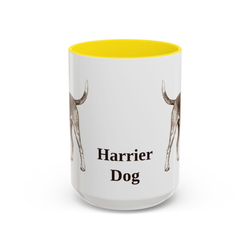 15oz Harrier Dog Mug, Yellow, front view