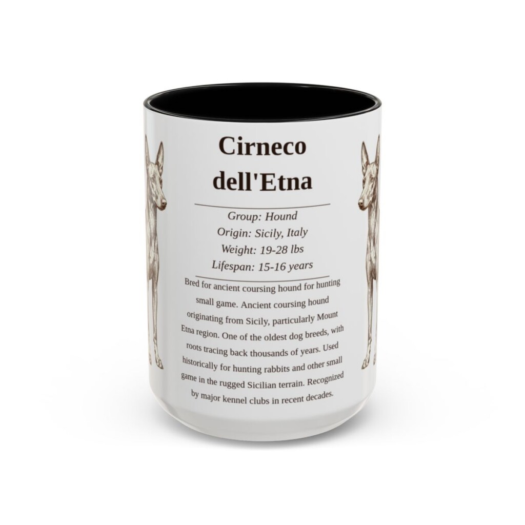 15oz Cirneco dell'Etna Mug, Black, front view