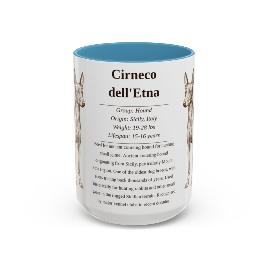 15oz Cirneco dell'Etna Mug, Light Blue, front view