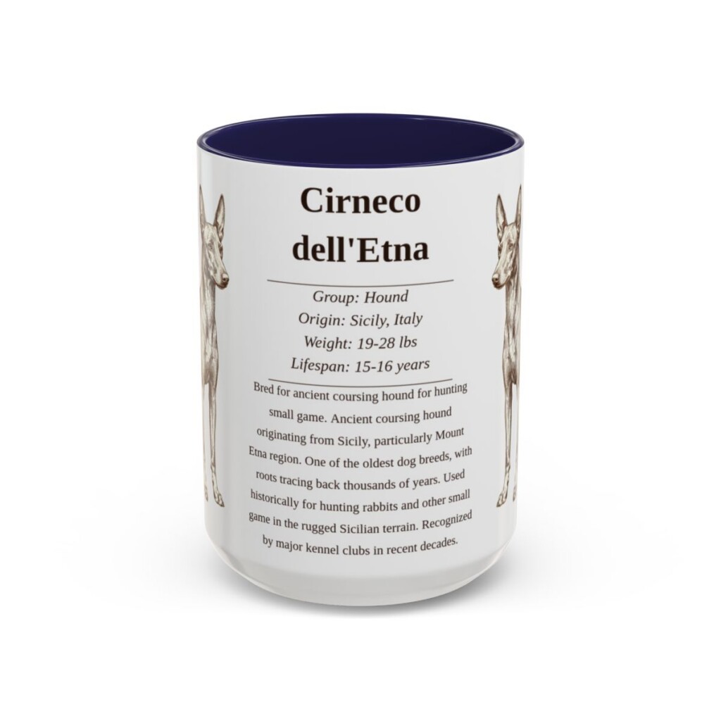 15oz Cirneco dell'Etna Mug, Navy, front view