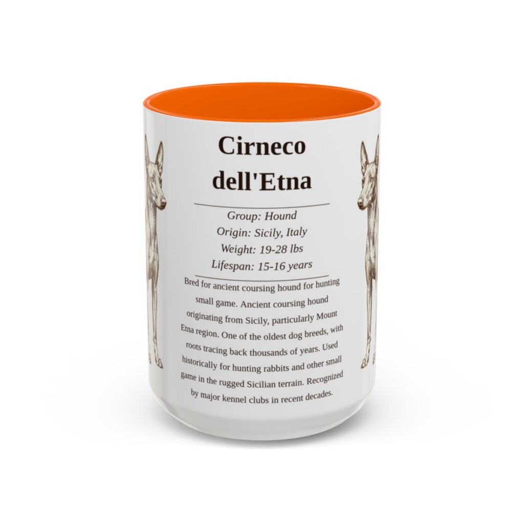 15oz Cirneco dell'Etna Mug, Orange, front view
