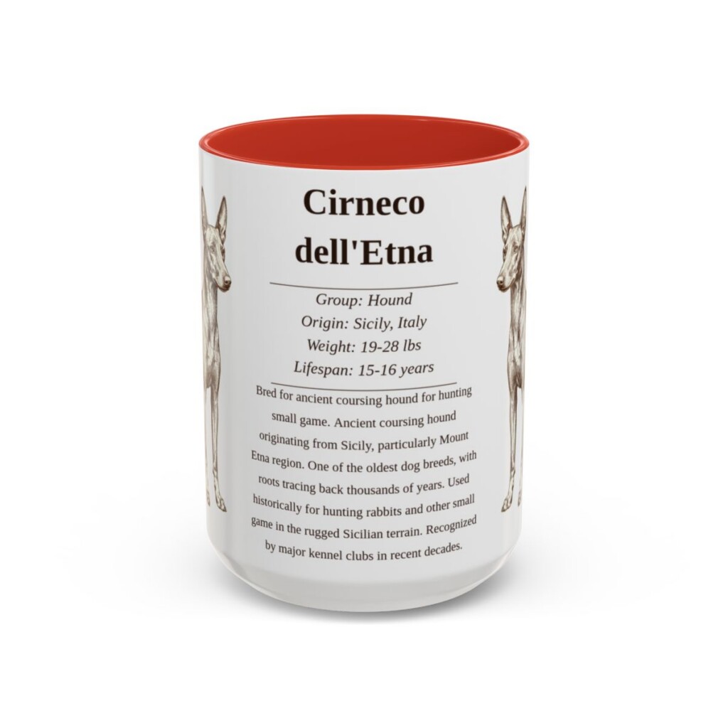 15oz Cirneco dell'Etna Mug, Red, front view