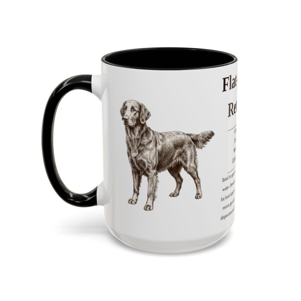 15oz flat coated retriever mug, Black
