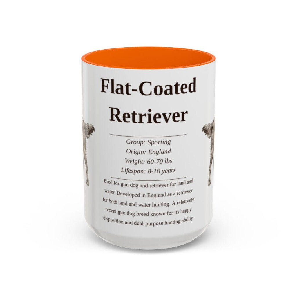 15oz flat coated retriever mug, Orange