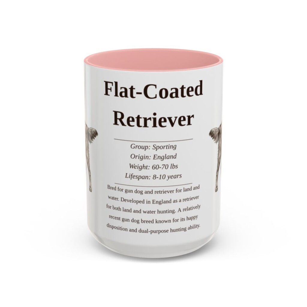 15oz flat coated retriever mug, Pink
