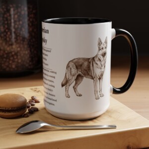 15oz Gerberian Shepsky Mug, Black, lifestyle photo