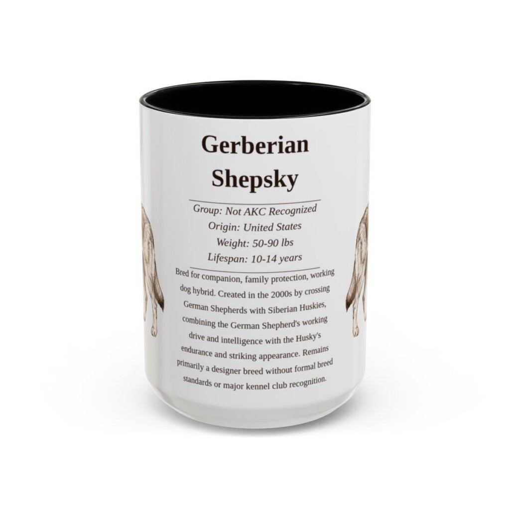 15oz Gerberian Shepsky Mug, Black, front view