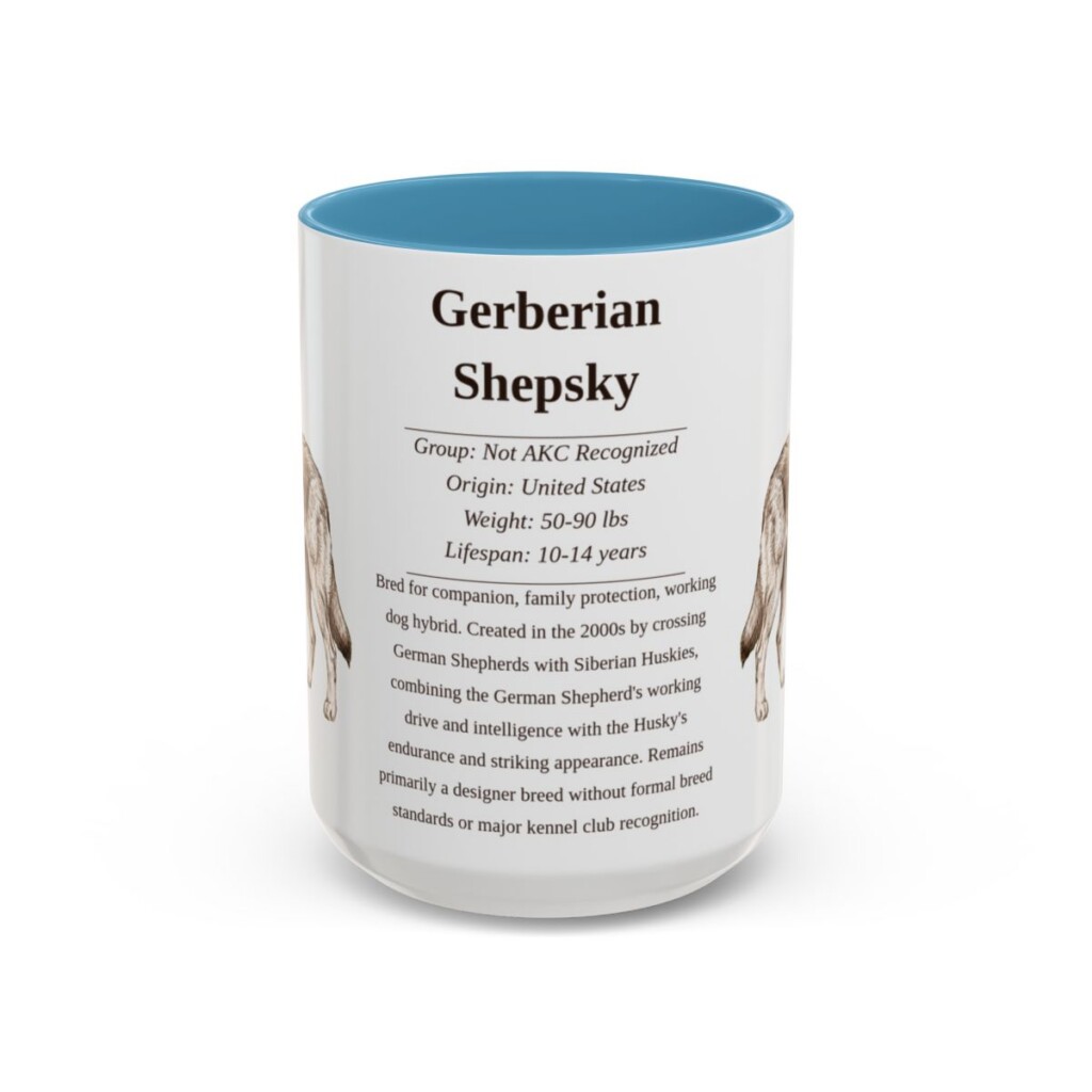 15oz Gerberian Shepsky Mug, Light Blue, front view
