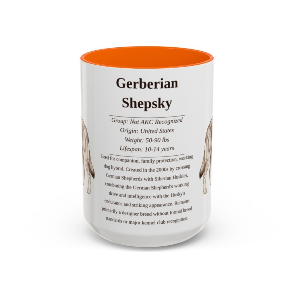 15oz Gerberian Shepsky Mug, Orange, front view