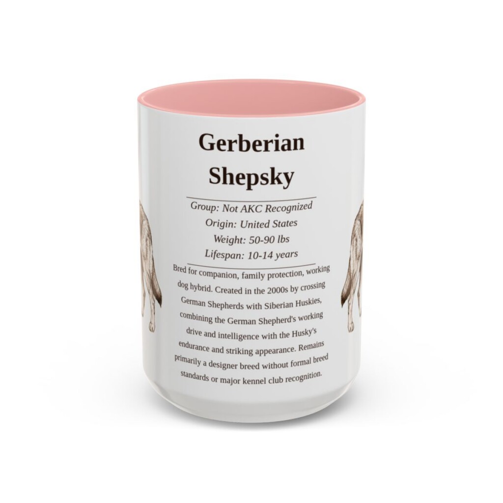 15oz Gerberian Shepsky Mug, Pink, front view
