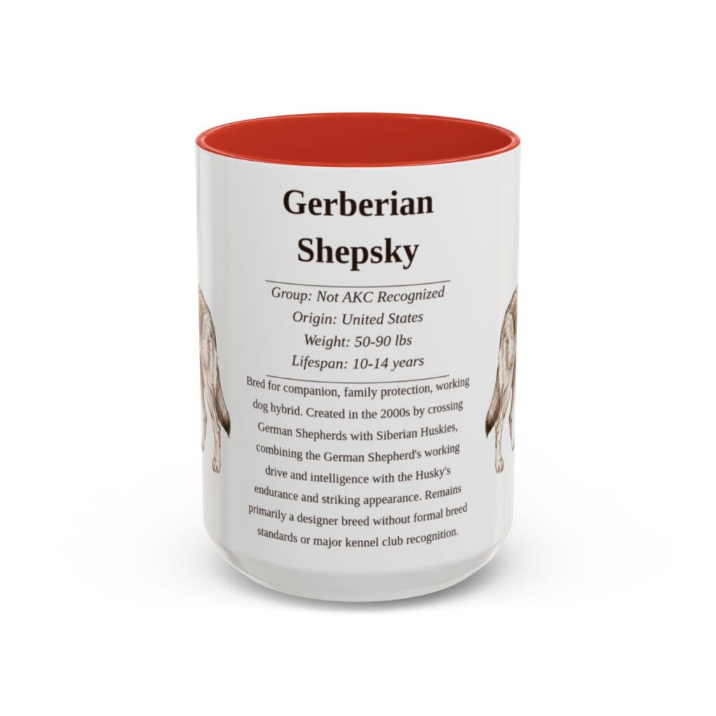 15oz Gerberian Shepsky Mug, Red, front view