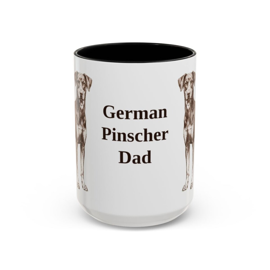15oz German Pinscher Dog Dad Mug, Black, front view
