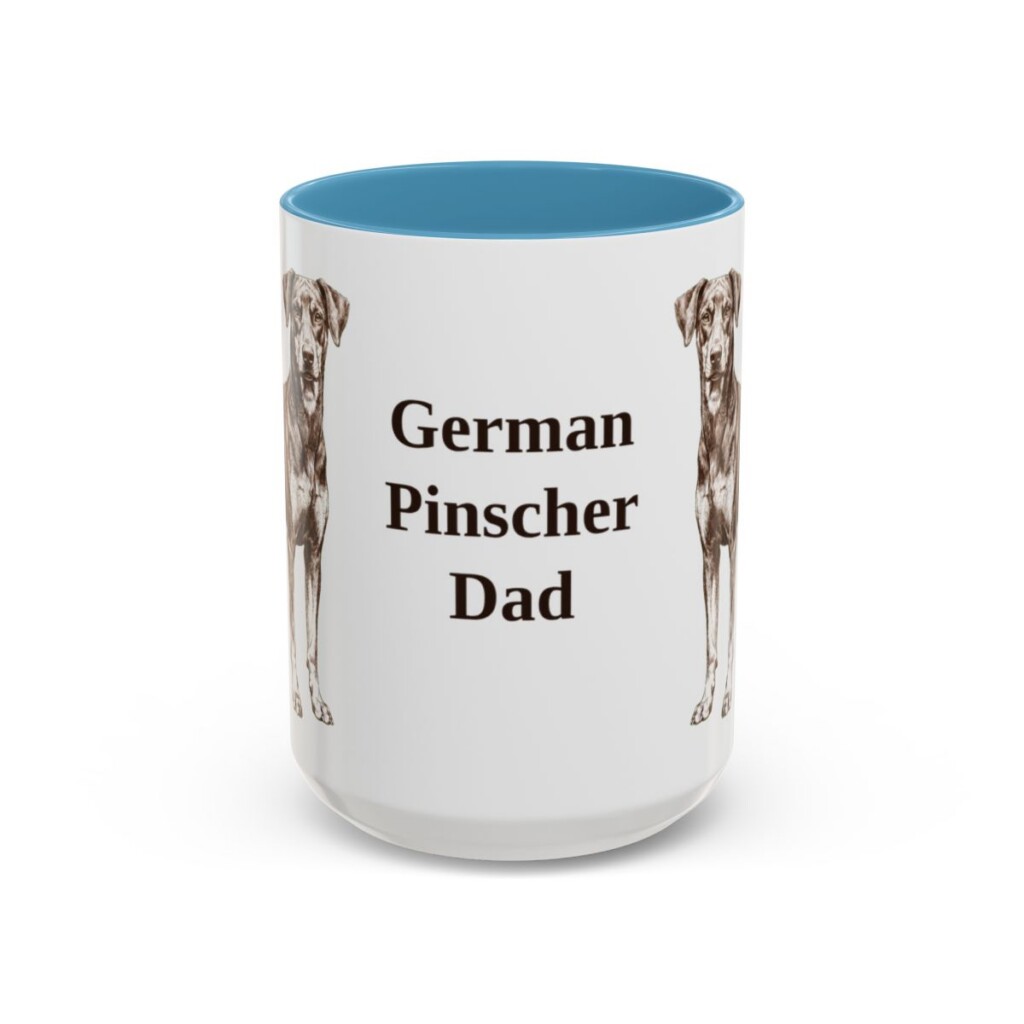 15oz German Pinscher Dog Dad Mug, Light Blue, front view