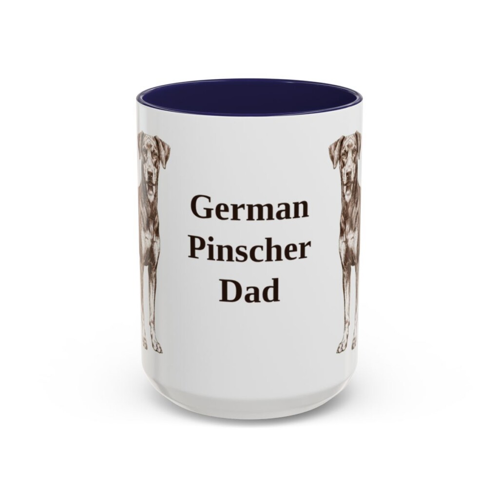 15oz German Pinscher Dog Dad Mug, Navy, front view