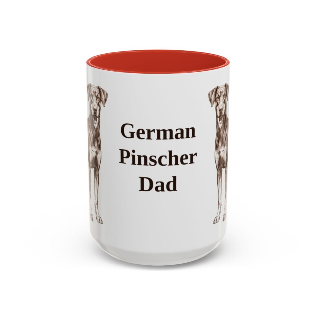 15oz German Pinscher Dog Dad Mug, Red, front view