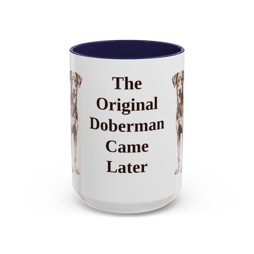 15oz Funny German Pinscher Mug, Navy, front view