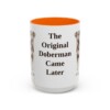 15oz Funny German Pinscher Mug, Orange, front view