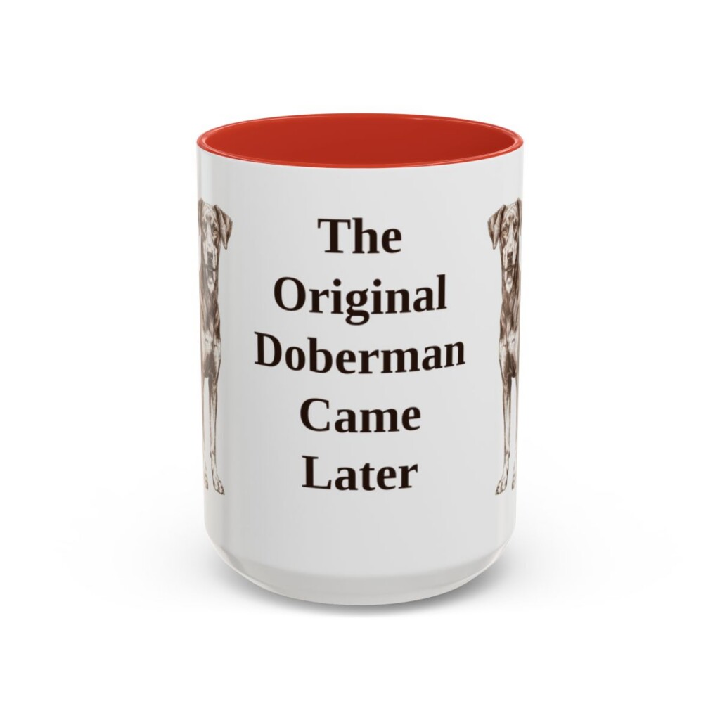 15oz Funny German Pinscher Mug, Red, front view