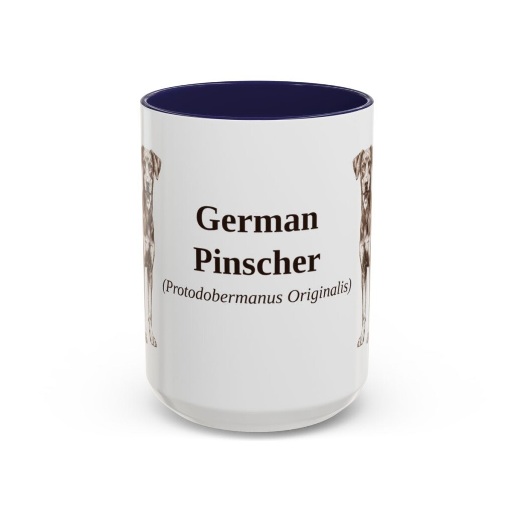 15oz German Pinscher Latin Mug, Navy, front view